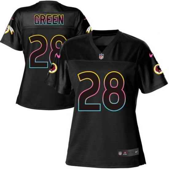 Nike Redskins #28 Darrell Green Black Womens NFL Fashion Game Jersey